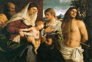 Sebastiano del Piombo La Sainte Famille avec sainte Catherine, saint Sebastien et un donateur France oil painting artist